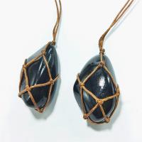 Obsidian Pendant, with Wax Cord, black, 20-30mm, Sold By PC