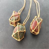 Natural Unakite Pendants, with Wax Cord, mixed colors, 20-30mm, Sold By PC