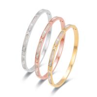 Titanium Steel Bangle, for woman & with rhinestone, more colors for choice, 60x50mm, Length:17 cm, Sold By PC