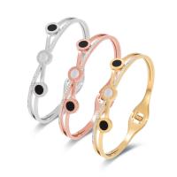 Titanium Steel Bangle, for woman & with rhinestone, more colors for choice, 58x48mm, Length:17 cm, Sold By PC