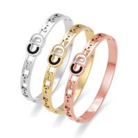 Titanium Steel Bangle, fashion jewelry & for woman & hollow, more colors for choice, 58x9x50mm, Length:17 cm, Sold By PC