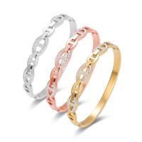 Titanium Steel Bangle fashion jewelry & for woman & with rhinestone Length 17 cm Sold By PC