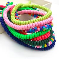 Polymer Clay Beads, Flat Round, DIY, more colors for choice, 4x7mm, Approx 110PCs/Strand, Sold By Strand