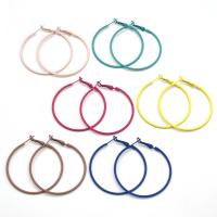 Stainless Steel Hoop Earring, 304 Stainless Steel, Donut, stoving varnish, for woman, more colors for choice, nickel, lead & cadmium free, 50mm, Sold By Pair