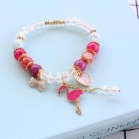 Acrylic Bracelets with Zinc Alloy gold color plated for woman & enamel & with rhinestone mixed colors 8mm 26-50mm Length Approx 18 cm Sold By PC