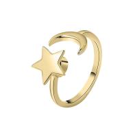 Brass Cuff Finger Ring, Moon and Star, plated, for woman, more colors for choice, nickel, lead & cadmium free, 10.50mm, Sold By PC