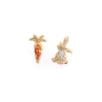 Asymmetric Earrings, Brass, gold color plated, different styles for choice & micro pave cubic zirconia & for woman & enamel, mixed colors, nickel, lead & cadmium free, Sold By Pair