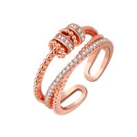 Brass Cuff Finger Ring plated micro pave cubic zirconia & for woman nickel lead & cadmium free 7mm Sold By PC
