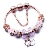 European Bracelet, Tibetan Style, with Crystal, rose gold color plated, different length for choice & snake chain & enamel & with rhinestone, more colors for choice, nickel, lead & cadmium free, Sold By PC