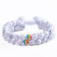 Gemstone Woven Ball Bracelets, with Knot Cord, handmade, Double Layer & fashion jewelry & different materials for choice & Unisex, 8mm, Length:Approx 7.5-11.8 Inch, Sold By PC