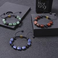 Bracelets de pierres précieuses, pierre gemme, avec Cordon de noeud, bijoux de mode & différents matériaux pour le choix & unisexe, 10x7mm, Longueur:Environ 7.5-11.5 pouce, Vendu par PC