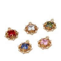 Cubic Zirconia Micro Pave Brass Pendant, Flower, plated, DIY & micro pave cubic zirconia, more colors for choice, nickel, lead & cadmium free, 14x16mm, 10PCs/Lot, Sold By Lot
