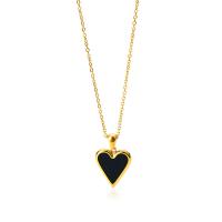 Titanstahl Halskette, mit Malachit & Muschel, Herz, 18K vergoldet, verschiedenen Materialien für die Wahl & für Frau, keine, Länge ca. 15.74 ZollInch, verkauft von PC