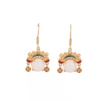 Brass Drop Earring matte gold color plated micro pave cubic zirconia & for woman & enamel 35mm Sold By Pair