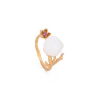 Brass Cuff Finger Ring with Gemstone matte gold color plated Adjustable & for woman Sold By PC