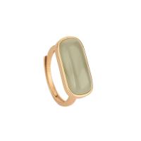 Brass Open Finger Ring with Gemstone matte gold color plated Adjustable & for woman Sold By PC