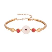 Brass Bracelet, with Gemstone, matte gold color plated, for woman, 60mm, Sold By PC