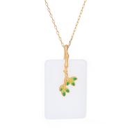 Zinc Alloy Necklace with Gemstone matte gold color plated for woman & enamel 42mm Length Approx 17.72 Inch Sold By PC