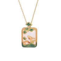 Zinc Alloy Necklace with Jade matte gold color plated Imitation Hetian Jade & Hand-Painted Enamel Glaze & for woman Length Approx 17.72 Inch Sold By PC