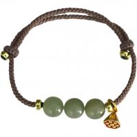 Bracelets de pierres précieuses, cordon de polyester, avec Perle en alliage de zinc & Hetian Jade, Placage de couleur d'or, Réglable & pour femme, Vendu par PC
