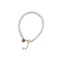 Freshwater Cultured Pearl Bracelet, 925 Sterling Silver, with pearl, gold color plated, different styles for choice & for woman, white, Length:Approx 7.6 Inch, Sold By PC