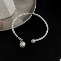 925 Sterling Silver Cuff Bangle, for woman, silver color, 58mm, Sold By PC