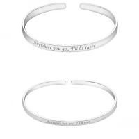 99% Sterling Silver Couple Bangle, Adjustable & open & with letter pattern, silver color, Sold By PC