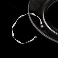 925 Sterling Silver Cuff Bangle, Adjustable & for woman, silver color, 60mm, Sold By PC