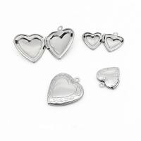 Stainless Steel Floating Locket, 304 Stainless Steel, Heart, DIY & machine polishing & different size for choice, original color, Hole:Approx 1.8mm, 50PCs/Bag, Sold By Bag