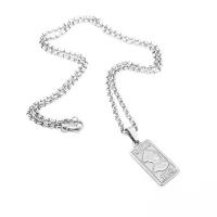 Stainless Steel Jewelry Necklace, 304 Stainless Steel, Square, machine polished, With Pendant & fashion jewelry & DIY & Unisex & machine polishing & different styles for choice, original color, 24x15x2mm, Hole:Approx 1.8mm, Length:50 cm, 50PCs/Bag, Sold By Bag