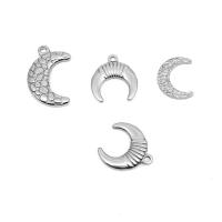 Stainless Steel Pendants, 304 Stainless Steel, Moon, machine polished, fashion jewelry & DIY & Unisex & machine polishing & different size for choice & different styles for choice, original color, 50PCs/Bag, Sold By Bag