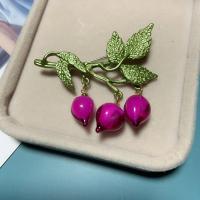 Zinc Alloy Brooches with Lampwork Leaf stoving varnish Unisex nickel lead & cadmium free Sold By Lot