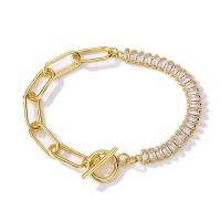 Cubic Zirconia Micro Pave Brass Bracelet plated & micro pave cubic zirconia & for woman Length Approx 18-28 cm Sold By PC