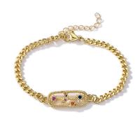 Cubic Zirconia Micro Pave Brass Bracelet, 18K gold plated, different styles for choice & micro pave cubic zirconia & for woman, Length:Approx 6.69 cm, Sold By PC