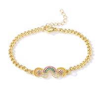 Cubic Zirconia Micro Pave Brass Bracelet, 18K gold plated, different styles for choice & micro pave cubic zirconia & for woman, Length:Approx 6.69 Inch, Sold By PC