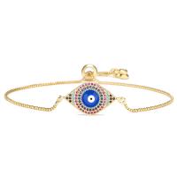 Evil Eye Jewelry Bracelet, Brass, 18K gold plated, Adjustable & different styles for choice & micro pave cubic zirconia & for woman & enamel, Length:Approx 18-28 cm, Sold By PC