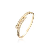 Brass Cuff Bangle, gold color plated, Adjustable & micro pave cubic zirconia & for woman, 60mm, Sold By PC