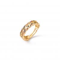 Cúbicos Circonia Micro Pave anillo de latón, metal, chapado en color dorado, Ajustable & micro arcilla de zirconia cúbica & para mujer, más colores para la opción, Vendido por UD