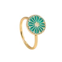 Cubic Zirconia Micro Pave Brass Ring gold color plated Adjustable & rotatable & micro pave cubic zirconia & for woman green 18mm Sold By PC
