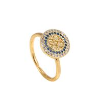 Krychlový Circonia Micro vydláždit mosazný prsten, Mosaz, barva pozlacený, Otočný & micro vydláždit kubické zirkony & pro ženy, 18mm, Prodáno By PC