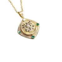 Кубический циркон микро проложить латуни ожерелье, Латунь, плакирован золотом, вращающийся & инкрустированное микро кубического циркония & Женский, 23x30mm, длина:Приблизительно 17.71 дюймовый, продается PC