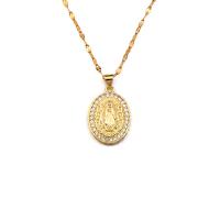 Cubic Zircon Micro Pave Brass Necklace Virgin Mary gold color plated & micro pave cubic zirconia & for woman Length Approx 17.71 Inch Sold By PC