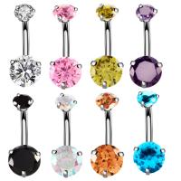 Stainless Steel Belly Ring, for woman & with cubic zirconia, more colors for choice, 5mm, 8mm, 10mm, Sold By PC