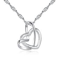 Ожерелья из латуни, Латунь, Сердце, плакирован серебром, волновая цепь & ювелирные изделия моды & Женский, не содержит никель, свинец, 16x17mm, длина:Приблизительно 17.72 дюймовый, продается PC