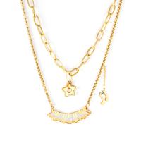 Stainless Steel Jewelry Necklace 304 Stainless Steel with 5 extender chain Vacuum Ion Plating fashion jewelry & for woman golden Length Approx 17.72 Inch Sold By PC
