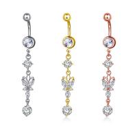 Brass Belly Ring   with Cubic Zirconia plated for woman & faceted nickel lead & cadmium free 65mm Sold By PC