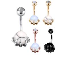 Brass Belly Ring, with Natural Stone & Cubic Zirconia, plated, different materials for choice & for woman & faceted, more colors for choice, nickel, lead & cadmium free, 8x20mm, Sold By PC