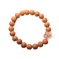 Bodhi Wood Beads Rannerengas, kanssa Persikka puu, Pyöreä, Unisex & anti-väsymys, ruskea, 9mm, Pituus N. 18 cm, Myymät PC