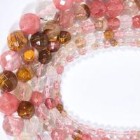 Kirsche Quarz Perle, rund, poliert, DIY & verschiedene Größen vorhanden & facettierte, gemischte Farben, verkauft per ca. 15.16 ZollInch Strang