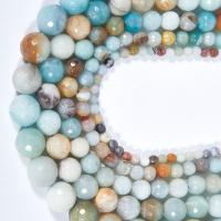 Amazonit Beads, Runde, poleret, du kan DIY & forskellig størrelse for valg & facetteret, blandede farver, Solgt Per Ca. 15.16 inch Strand